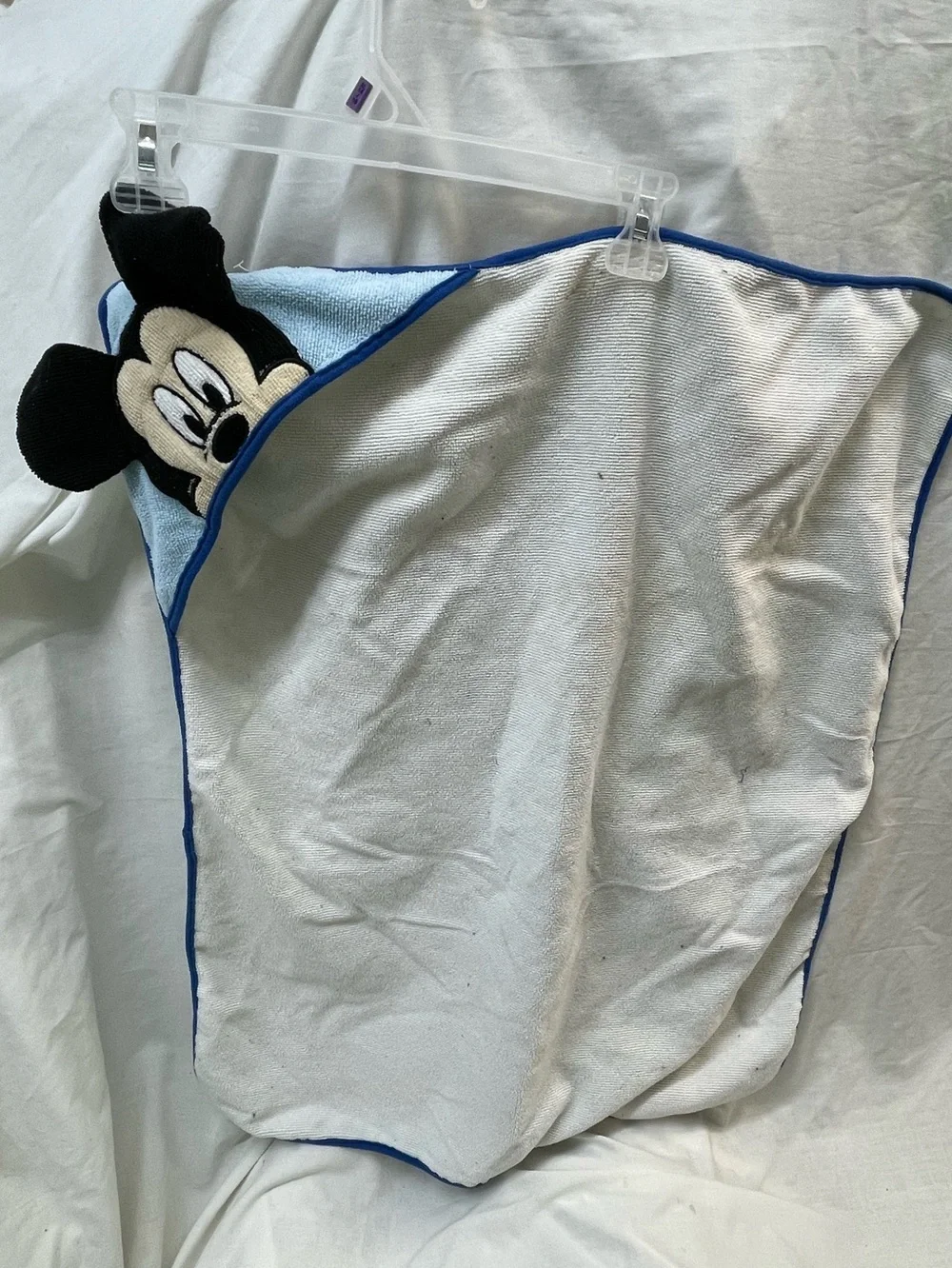 Disney Baby Hooded Towel with Mickey Mouse - White & Blue OSF